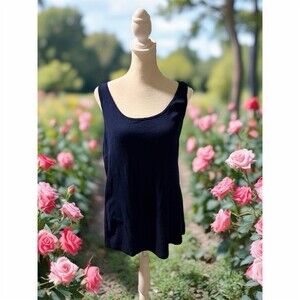 Old Navy Tank Top Womens Plus 1X Black Ribbed Fitted Scoop Neck Sleeveless